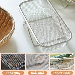 Rổ Lưới Inox 304 Kéo Giãn Bồn Rửa Chén - Rổ Rửa Rau Củ Quả, Giá Úp Chén Bát Thoát Nước Tiện Lợi 7