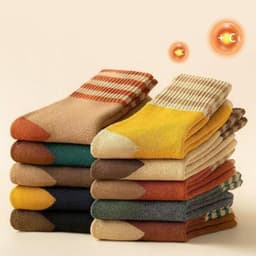 Bộ 5 Đôi Tất Kẻ Lót Lông Vintage Mềm Mại, Siêu Dày Giữ Ấm Tuyệt Vời Cho Mùa Lạnh (sẵn) 🌸🌸🌸 VOICON-[TV01] 3
