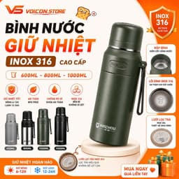 ​Bình Nước Giữ Nhiệt Inox 316 Dung Tích Lớn 600ml-1000ml Có Lưới Lọc Trà Dây Đeo Tiện Lợi  Dã Ngoại  VOICON-[CU22] 1