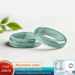 Ngọc bích Grade‑A Miến Điện Jade Nhẫn Ngọc Bích Nước Xanh Dải Rộng Có Giấy Chứng Nhận Nhẫn Nữ Ngón Út Trang Sức 1