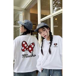 Áo thun tay dài Form Boxy ,áo phông cổ tròn in hình Mickey 2 mặt chất cotton dày dặn nam nữ mặc được phong cách Hàn 1