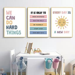 Bộ 3 Tranh Treo Tường Cho Bé Màu Sắc Sặc Sỡ Poster Cảm Hứng Tiếng Anh Trang Trí Góc Đọc Sách Phòng Học Tại Nhà 4