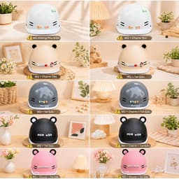 [ĐẠT CHUẨN AN TOÀN] Nón Bảo Hiểm Cá Heo Nam Nữ Nửa Đầu Hot Trend Kèm Tai Gấu Charm Chữ Dễ Thương 9