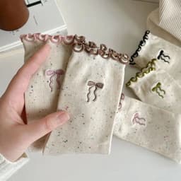 Set 10 Đôi Tất Cao Cổ Nữ Màu Muối Tiêu Họa Tiết Nơ Phong Cách Hàn Quốc Siêu Hot Cho Phái Đẹp(B4) 2