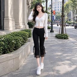 Quần ngố nữ dáng lửng qua gối phối ren cạp trễ hack dáng cực xinh  QRL7 65 8