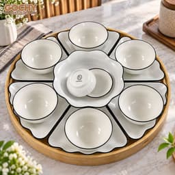 Bộ Bát Đĩa Hoa Mặt Trời Thương Hiệu Gochy Men Sáng Đẹp - Xuất Xứ Bát Tràng 3