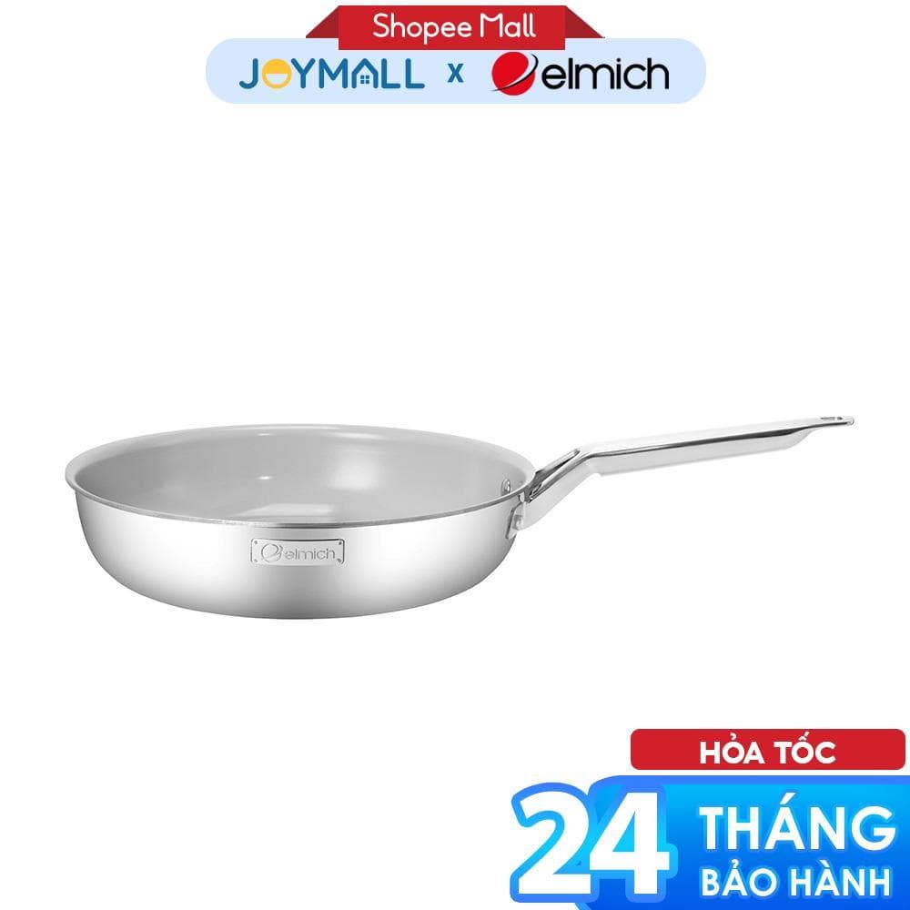 Chảo Inox Nguyên Khối Phủ Sứ Elmich EL-2865CG Size 24cm, 26cm, Chống Dính Ceramic Cao Cấp - Chính Hãng - JoyMall