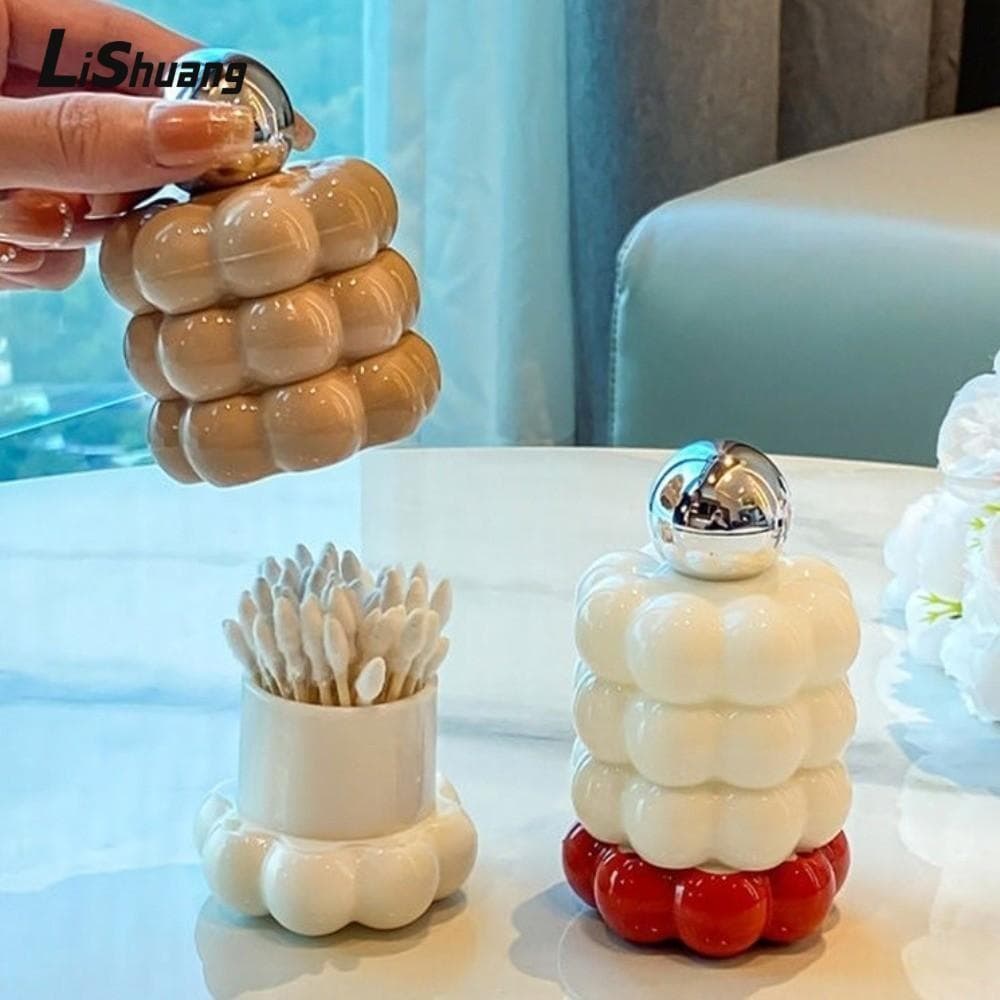 Hộp Đựng Tăm Có Nắp Nhiều Tầng, Hộp Đựng Tăm Bông Đa Năng Trang Trí
