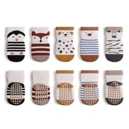 Set 5 -10 Đôi Tất Lưới Cổ Cao Chống Trơn Trượt Họa Tiết Hình Thú Màu Pastel Vớ 4 Mùa Thoáng Khí Cho Bé 0-3 Tuổi 5
