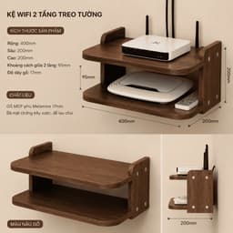 KỆ WIFI TREO TƯỜNG 2 TẦNG MDF PHỦ MELAMINE 17MM – KỆ MODEM WIFI, ĐẦU THU TRUYỀN HÌNH MÀU NGẪU NHIÊN LUX14 1