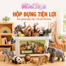 Bộ Đồ Chơi Mô Hình Động Vật 58 Chi Tiết MimiToys - Thú Rừng Sinh Động Kèm Hộp Đựng Tiện Lợi 4