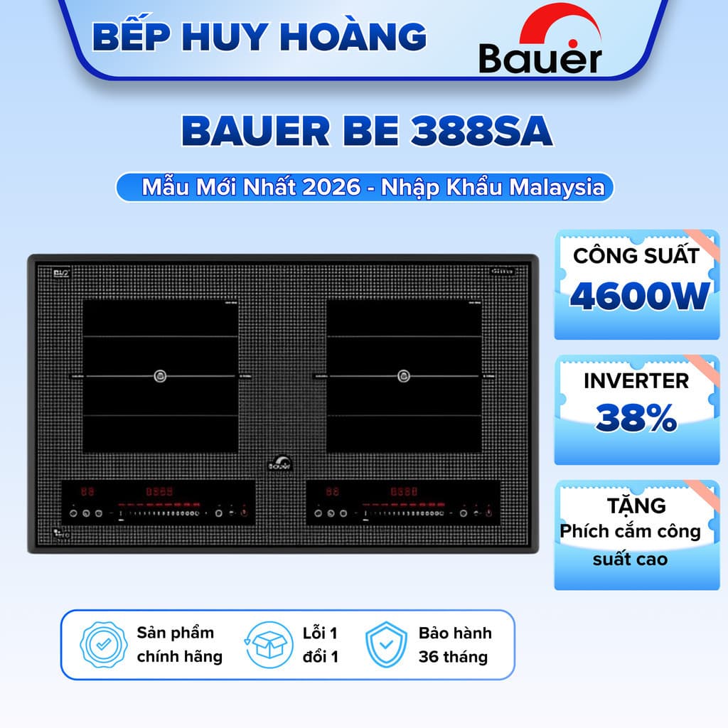 Bếp từ BAUER 388SA | Nhập khẩu Malaysia | Công nghệ inverter sôi liu riu | Bảo hành chính hãng 3 năm
