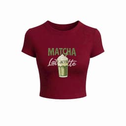 Size free 28-45KG Áo thun nữ CROPTOP co giãn họa tiết - hình chữ MÁT CHA 5