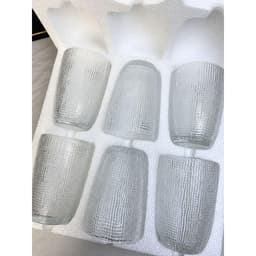 Bộ 6 cốc thủy tinh Vân Lưới Dập Nổi Màu Trắng Sang Trọng Dung Tích 340ml- Tặng Kèm Hộp 9