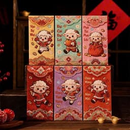 Set 6 Chiếc Hình Dê Hoạt Hình Dễ Thương, Phong Bao Lì Xì Đinh Mùi May Mắn, Tài Lộc, Chúc Mừng Năm Mới 3
