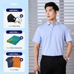 Áo Sơ Mi Nam Ngắn Tay DGC Dáng Suông Smart Casual Cổ Narrow, Túi Ngực - SASNBB23M 1