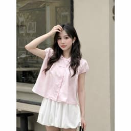 Áo kiểu nữ dáng babydoll 4 cúc xinh xắn cổ bèo tay bồng cực xinh ngọt ngào  CB4NU 7