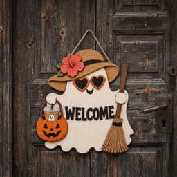 REEMOOR Halloween Chào Mừng Dấu Hiệu Cửa, Tấm Cửa Trang Trí Ngoài Trời kích thước 30cm 4