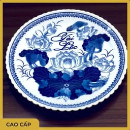Bộ đồ thờ Rồng Việt cao cấp - Gốm sứ xanh Tài Lộc đẹp cho bàn thờ gia tiên, thần tài 8
