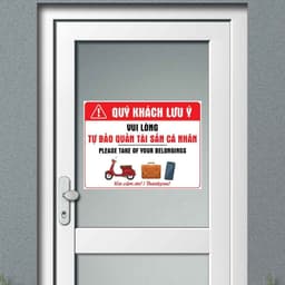 Decal Tự Bảo Quản Tài Sản Cá Nhân, Biển Nhắc Nhở Bảo Quản Tài Sản, Decal Cao Cấp  Dán Tường, Kính, Chống Nước Chống Nắng 4