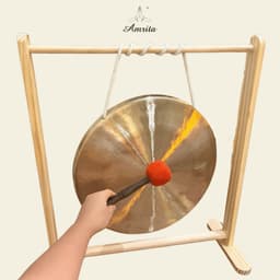 [Amrita] [Hàng Sẵn] Golden Chau Gong 40cm kèm đế gỗ và chày bông - CXNP531 6