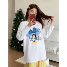 Áo thun dài tay cổ tròn in hình Bạch Tuyết dễ thương dành cho nữ 2
