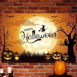 Rèm Phông Nền Polyester Chủ Đề Halloween Trang Trí Nhà Cửa In Bạt Tặng Kèm móc dán treo tường 5