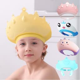 Mũ gội đầu cho bé, nón tắm trùm đầu viền silicon đa năng cao cấp chống nước, xà phòng tắm vào tai mắt mũi của trẻ em 2