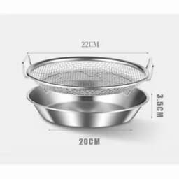 Bộ Khay Kèm Vỉ Lưới lọc dầu chất liệu inox đường kính 22cm, phù hợp sử dụng với nồi chiên không dầu 4