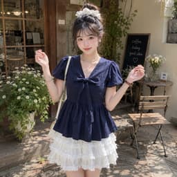 Áo sơ mi babydoll hottrend kiểu Hàn Quốc xinh xắn có dây chiết eo  SMK98 TRON 4