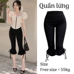 Quần ngố lửng cạp cao có dây rút cột nơ unnie quần thun dài qua gối y2k QL28 9
