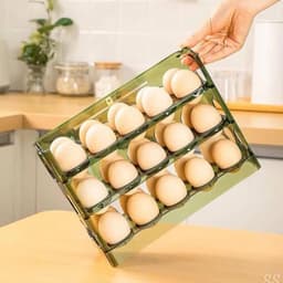 Khay đựnġ trứng thông minh 3 tầng, tự lật khi hết trứng, sức chứa 30 quả, hộp đựnġ tiện lợi. mau xanh ( VOICON-[SS67] 8