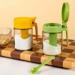 Lọ đựnġ Gia Vị Boro – Hũ đựnġ Muối Đường Thủy Tinh Có Tay Cầm Có Thìa Để Ngăn Riêng Chống Ẩm VOICON-[PM66] 3