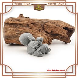 Tượng tiểu phật nằm ôm vàng đá sa thạch - Tượng deco, trang trí tiểu cảnh, bán cạn, terrarium 4