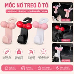 Móc NƠ TREO  Ghế SAU Ô Tô, Thiết Kế Thắt Nơ Dopamine, Đựng Đồ Nội Thất, Phụ Kiện Xe Hơi 1