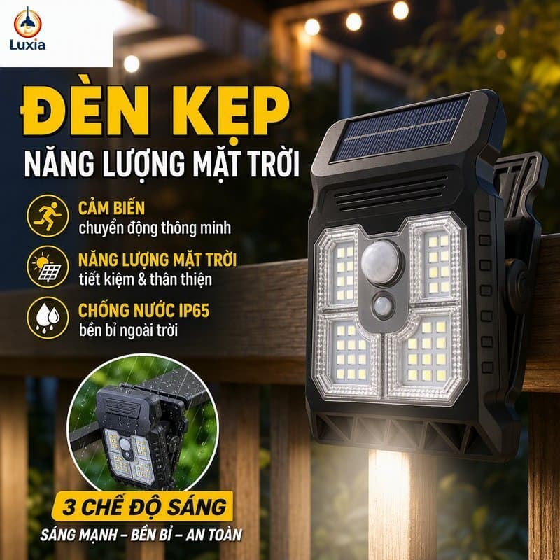 Đèn kẹp năng lượng mặt trời Cảm biến chuyển động Đèn Led 3 chế độ Chống nước Bền Abs Sân vườn ngoài trời