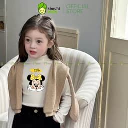 [10-29KG] Áo dài tay giữ nhiệt bé gái cổ cao 3p cao cấp KIMCHIBABY  DÀY MỊN SIÊU ẤM cho bé mặc thu đông ACL602 8