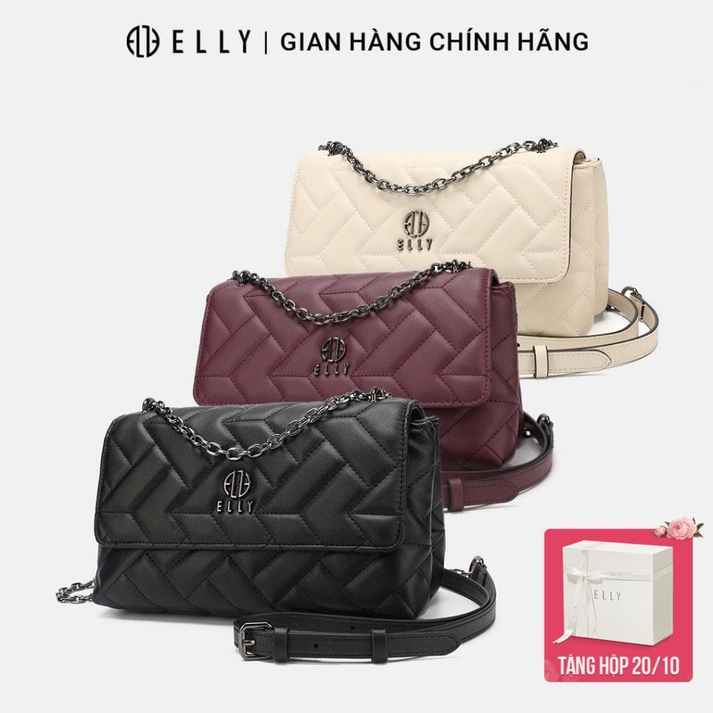 [Tặng hộp 20.10] Túi xách nữ da thật ELLY ET171 túi xách tay đeo vai đeo chéo cao cấp chính hãng
