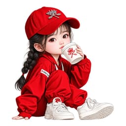 [Hỏa Tốc] Decal Dán Xe Ô Tô Hình Bé Gái Đội Nắp Đỏ Uống Cà Phê Siêu Cưng, Chống Thấm Nước, Bền Đẹp 8