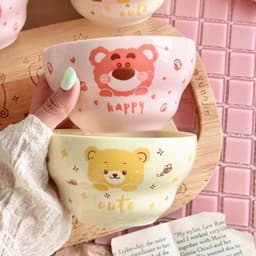 Set 4 Bát Kèm 4 Thìa Hoạ Tiết Gấu Xinh Xỉu kho 6366 8