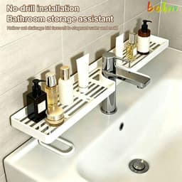 10 Kệ quầy phòng tắm bằng nhựa không cần khoan, Kệ lưu trữ vòi tiết kiệm không gian rỗng 50cm bền bỉ cho nhà bếp 10 1
