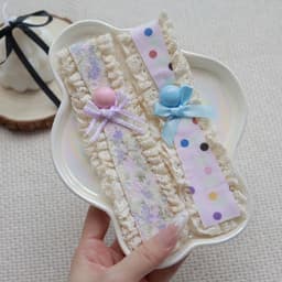 Băng Đô Dán Tóc Mái Viền Ren Bèo Nhún Tone Màu Pastel Đính Nơ Xinh Xắn T934 7