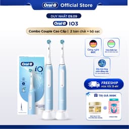 Combo Couple 2 Bàn Chải Điện Oral B Chính Hãng IO3 Cao Cấp Và 2 Đầu Thay Thế, Công Nghệ Chuyển Động 360 Độ - Sạch Sâu 1