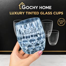 [ GOCHY ] Bộ 6 Ly Thủy Tinh GOCHY HOME 300ml Vân Ong Dập Nổi 3D, Cốc Uống Nước Soda-Lime Không Chì, Dày Dặn Sang Trọng- Mix Xanh 5