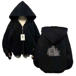 Áo Khoác Hoodie Zip - Áo khoác nỉ Chất Nỉ Bông Cao Cấp  Nam Nữ Mẫu Hót -hình mèo Bóng đêm sau lưng 2
