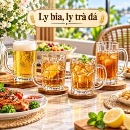 Ly bia, ly trà đá thủy tinh cao cấp có tay cầm dày dặn dung tích lớn 1