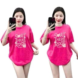 Áo thun , áo 3158 cotton khô, áo thun nữ form rộng nam nữ tay lỡ mẫu trơn unisex -chữ  SOAT HỒNG 4