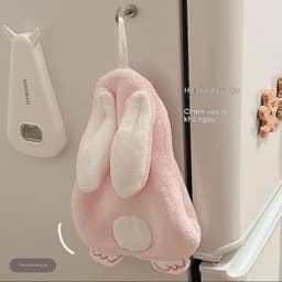 Khăn Lau Tay Hình Thỏ Dễ Thương Có Móc Treo Mềm Mịn 2 Lớp Thấm Hút Nước Trang Trí Nhà Bếp Phòng Tắm 4