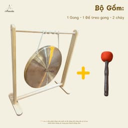 [Amrita] [Hàng Sẵn] Golden Chau Gong 40cm kèm đế gỗ và chày bông - CXNP531 4