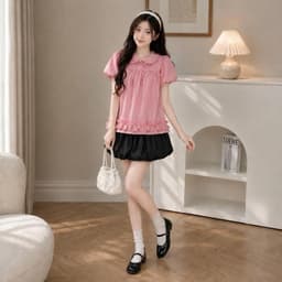 Áo kiểu babydoll hottrend cổ bèo sen tay bồng đáng yêu mẫu mới AP959 5